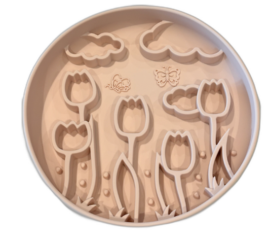 tulips - slow feeder bowl - cream